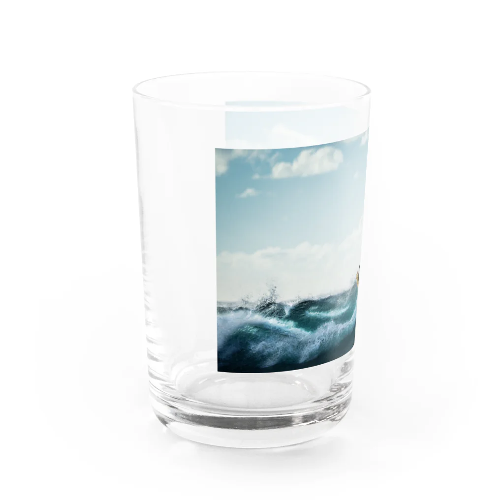 棕櫚竹工房の波乗りニャンコ Water Glass :left