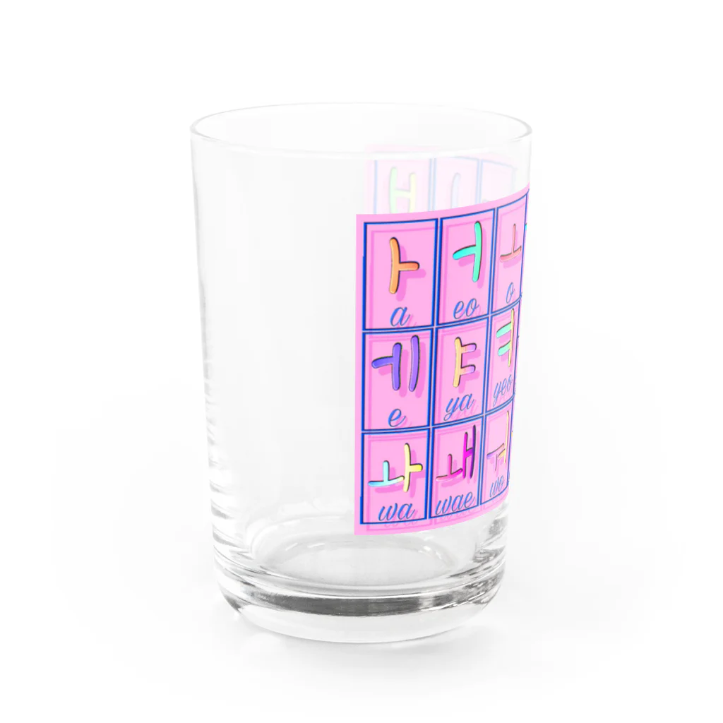 LalaHangeulのハングル母音とローマ字の対応表 Water Glass :left