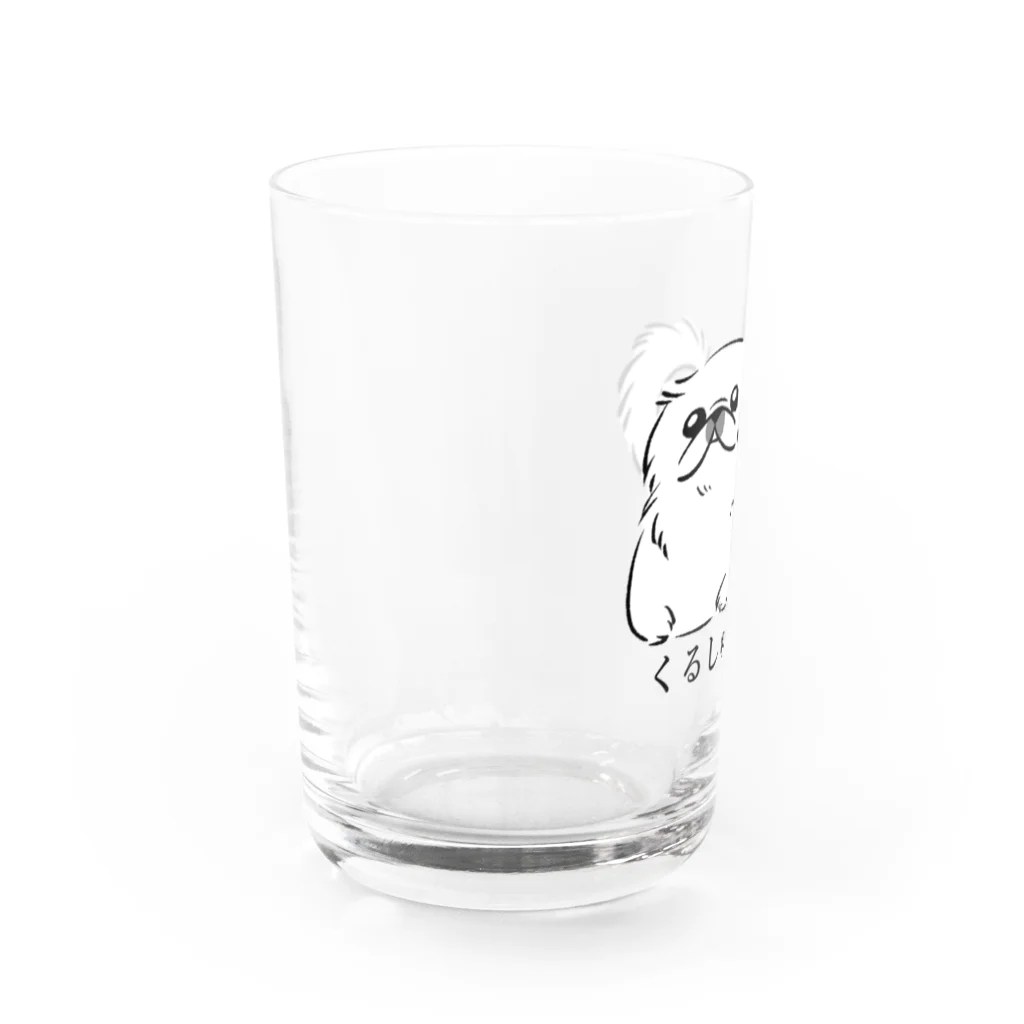 ペキニーズとかわんことか。の我が道を行くペキニーズ（白） Water Glass :left