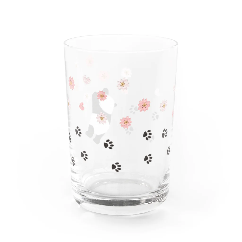 田中ザビエル世界のどうぶつの桜咲くパンダ Water Glass :left