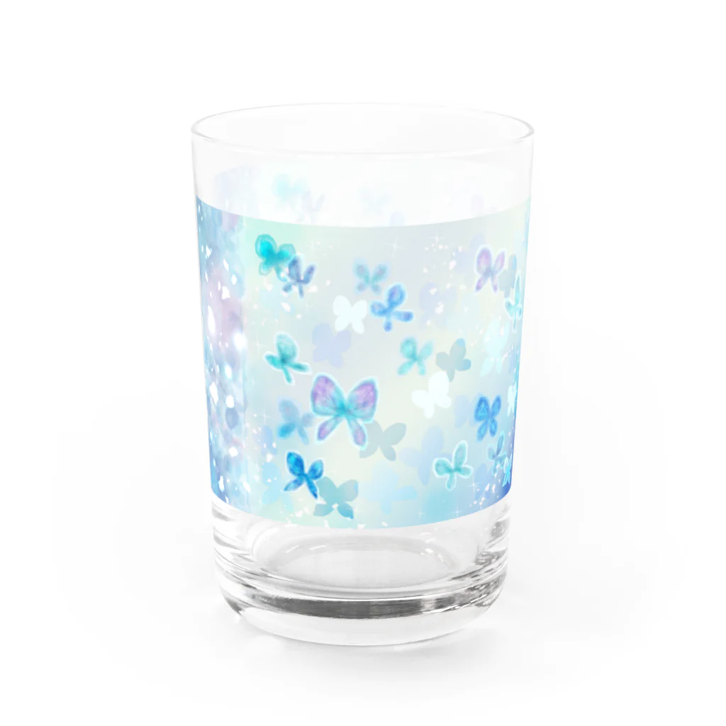 ヤママユ(ヤママユ・ペンギイナ)の青い蝶は夢のうたかた。ー鏡うつしー グラス左面