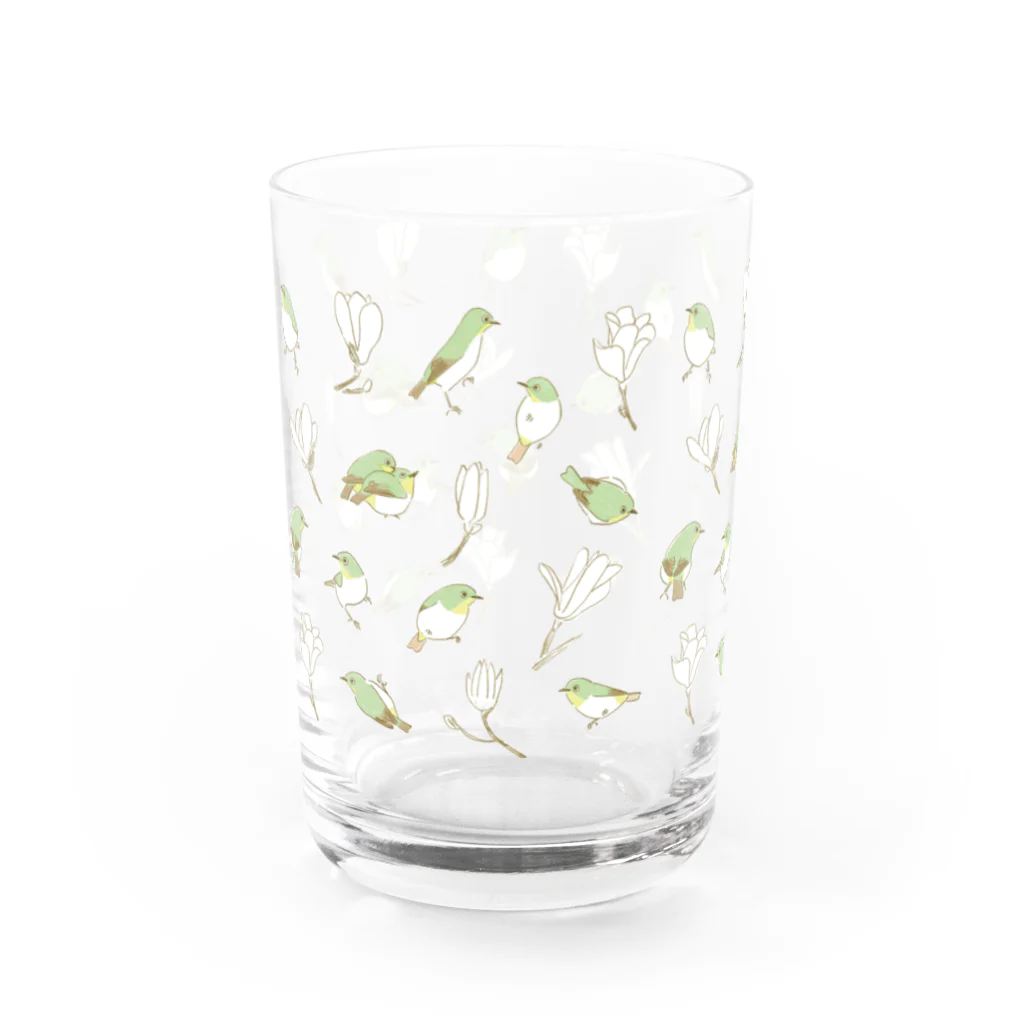 piro piro piccoloのメジロとモクレン Water Glass :left