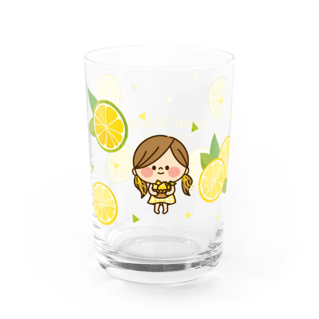 アグリム@かわ主婦スタンプ制作中のかわいい主婦の1日 レモン柄 Water Glass :left