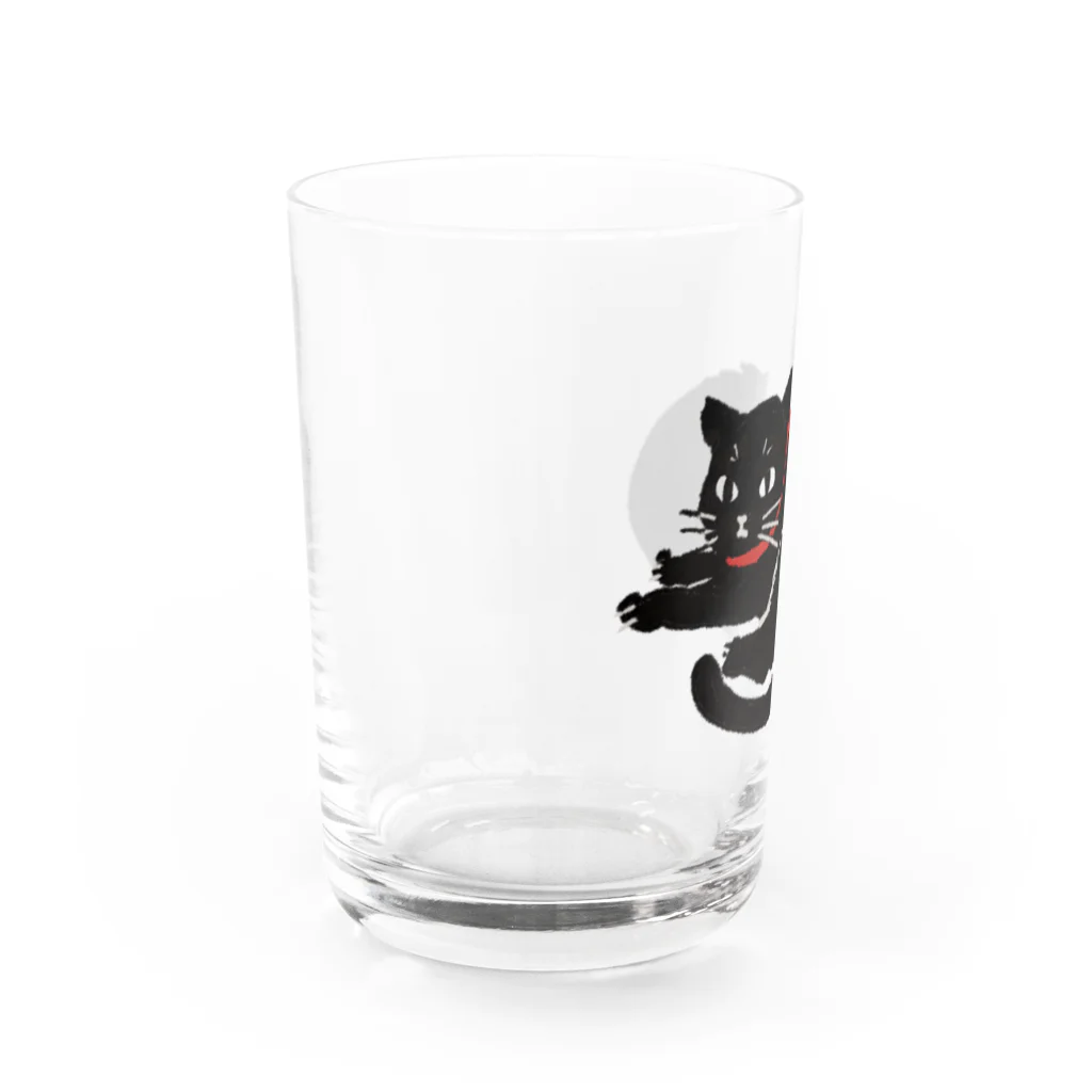 ^‥^ｼｬﾑの赤いリボンのクロネコ Water Glass :left