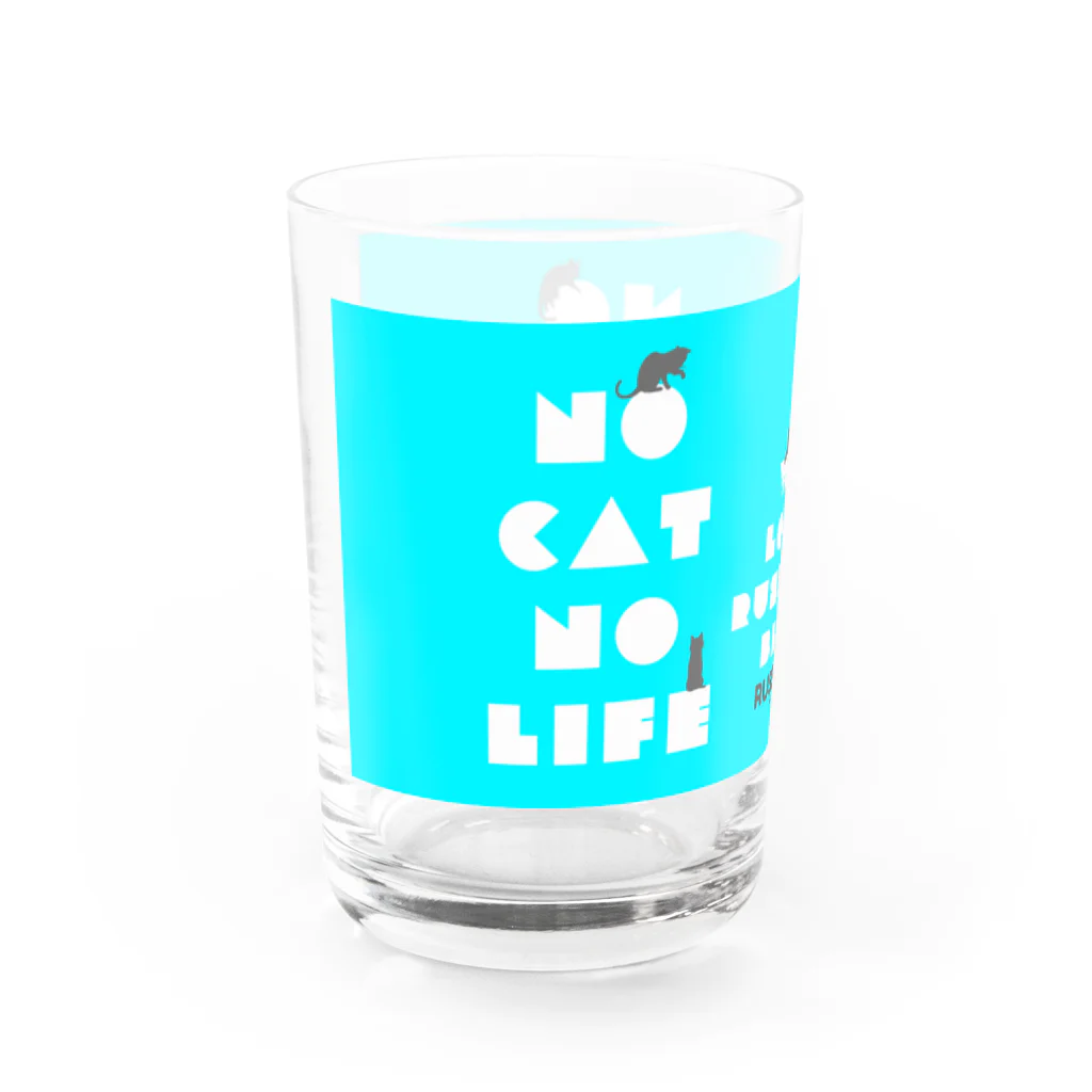 russibooのnocatnolife_blue（猫好きの方向け） Water Glass :left