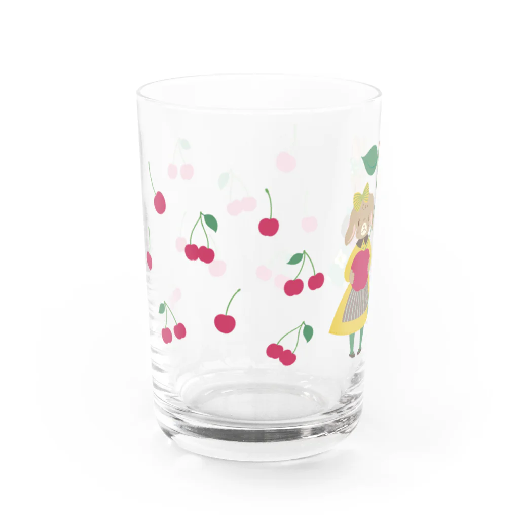 spica-pika（スピカピカ）のさくらんぼ大好きなウサギ姉妹 Water Glass :left