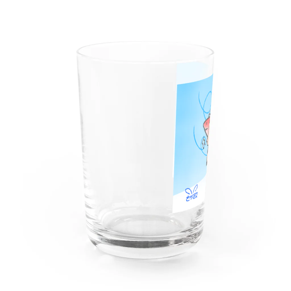 さつきうさぎえびえびショップのさむさむえび丸〜背景＆サイン入り〜 Water Glass :left