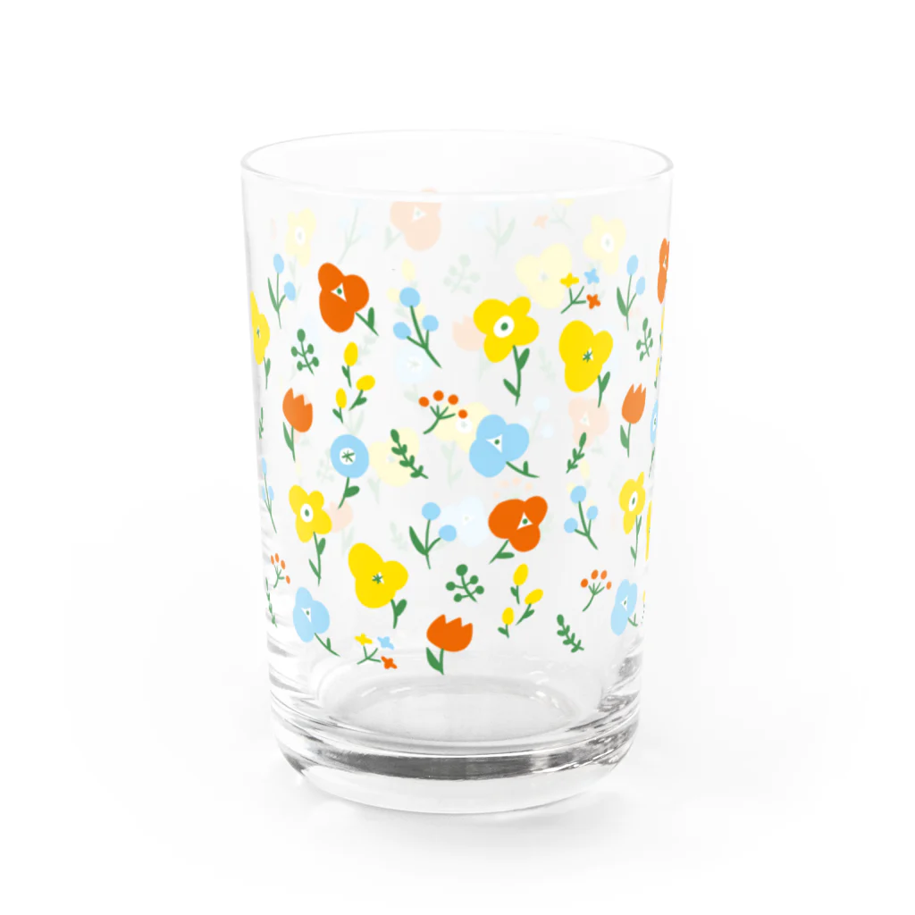Söpöのビタミンカラーのお花グラス グラス左面