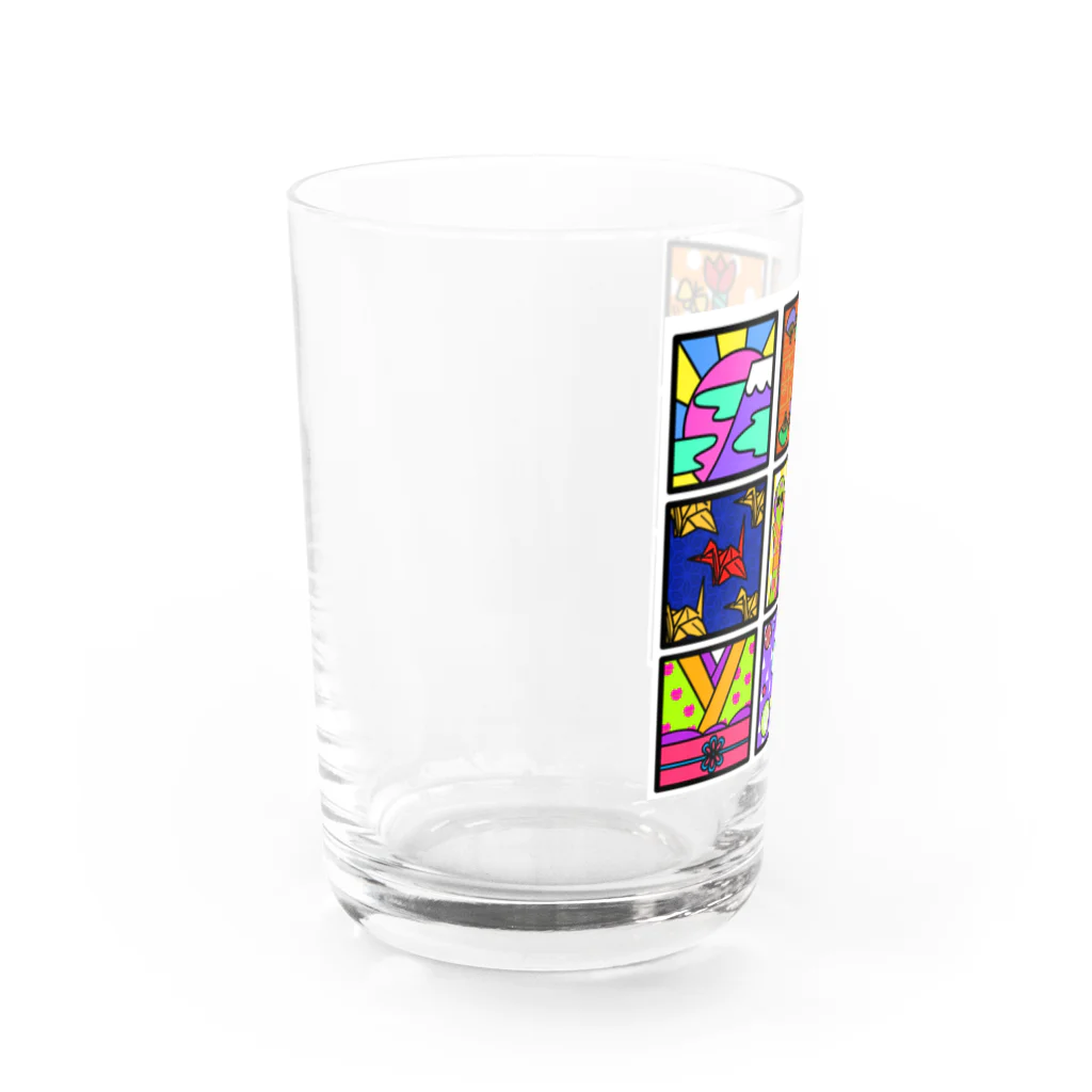 揺れるぽぽステップの和柄ポップフューチャー Water Glass :left