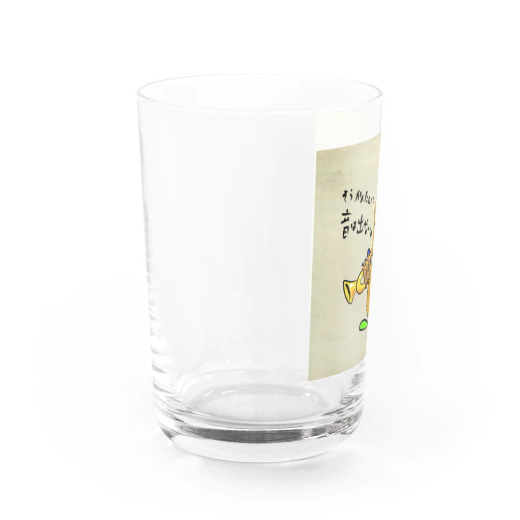 煎餅師匠商店の落花生くんラッパを吹く Water Glass :left