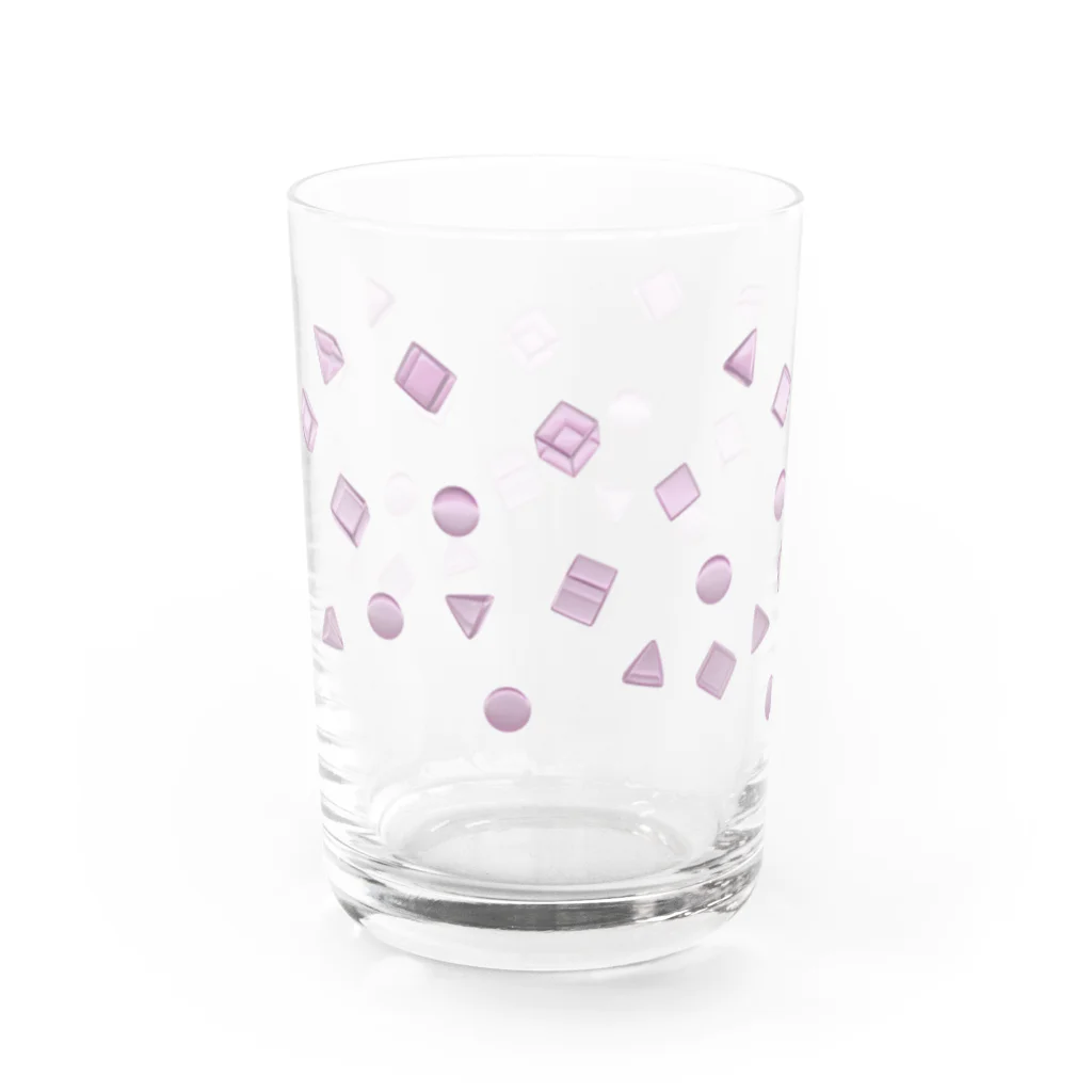 menmiの丸・三角・四角の氷のようなものたち　ピンク Water Glass :left