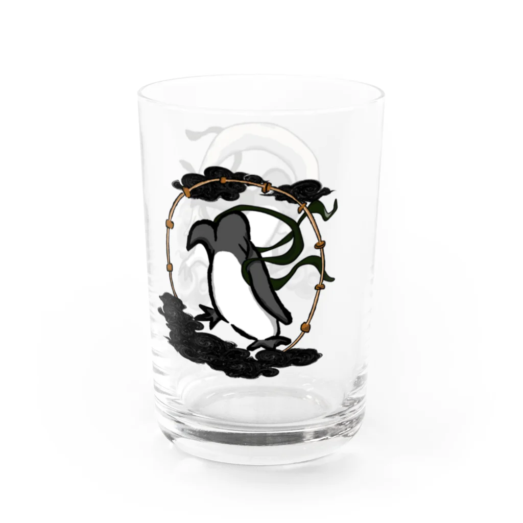 イルカのTシャツ屋さん🐬の風ペン雷ペンギンちゃん Water Glass :left
