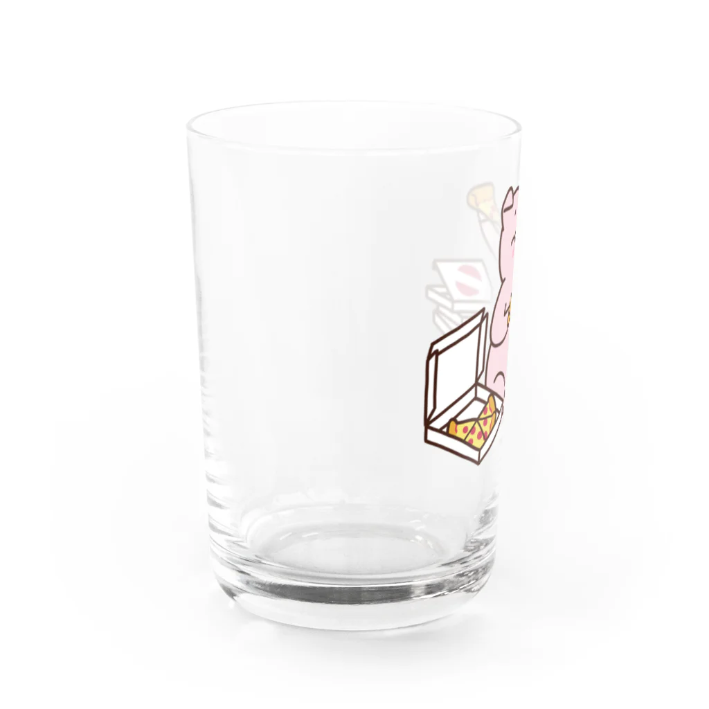 ichomaeのピザを食べるブタ（カラー） Water Glass :left