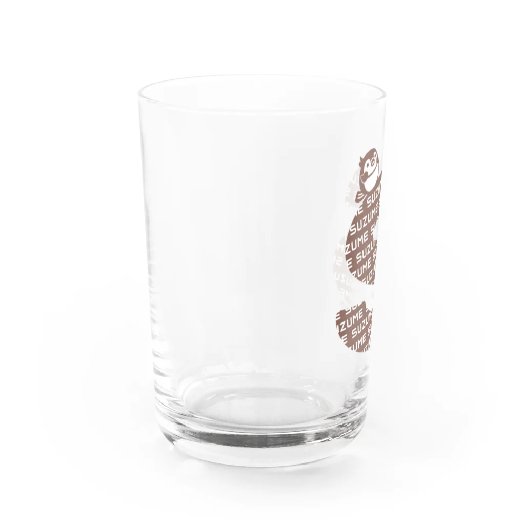 テンピヤのイニシャルS(スズメ/茶色） Water Glass :left
