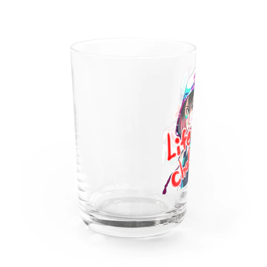 どでんちゃんのデザインショップ👩‍🎨のLife is a challenge Water Glass :left