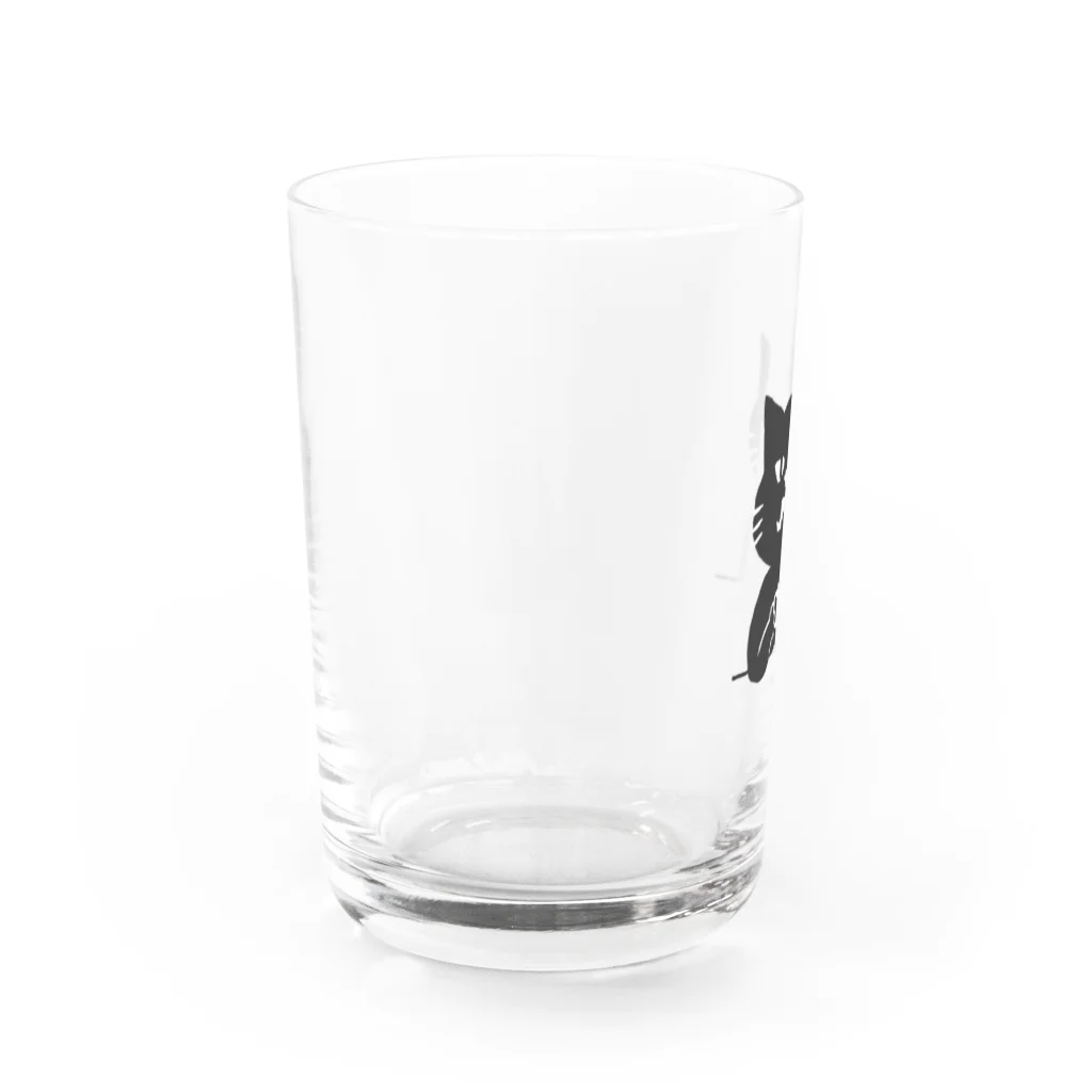 Blanc.P(ぶらんぴー)の店の喫茶・髭猫ロゴ② Water Glass :left