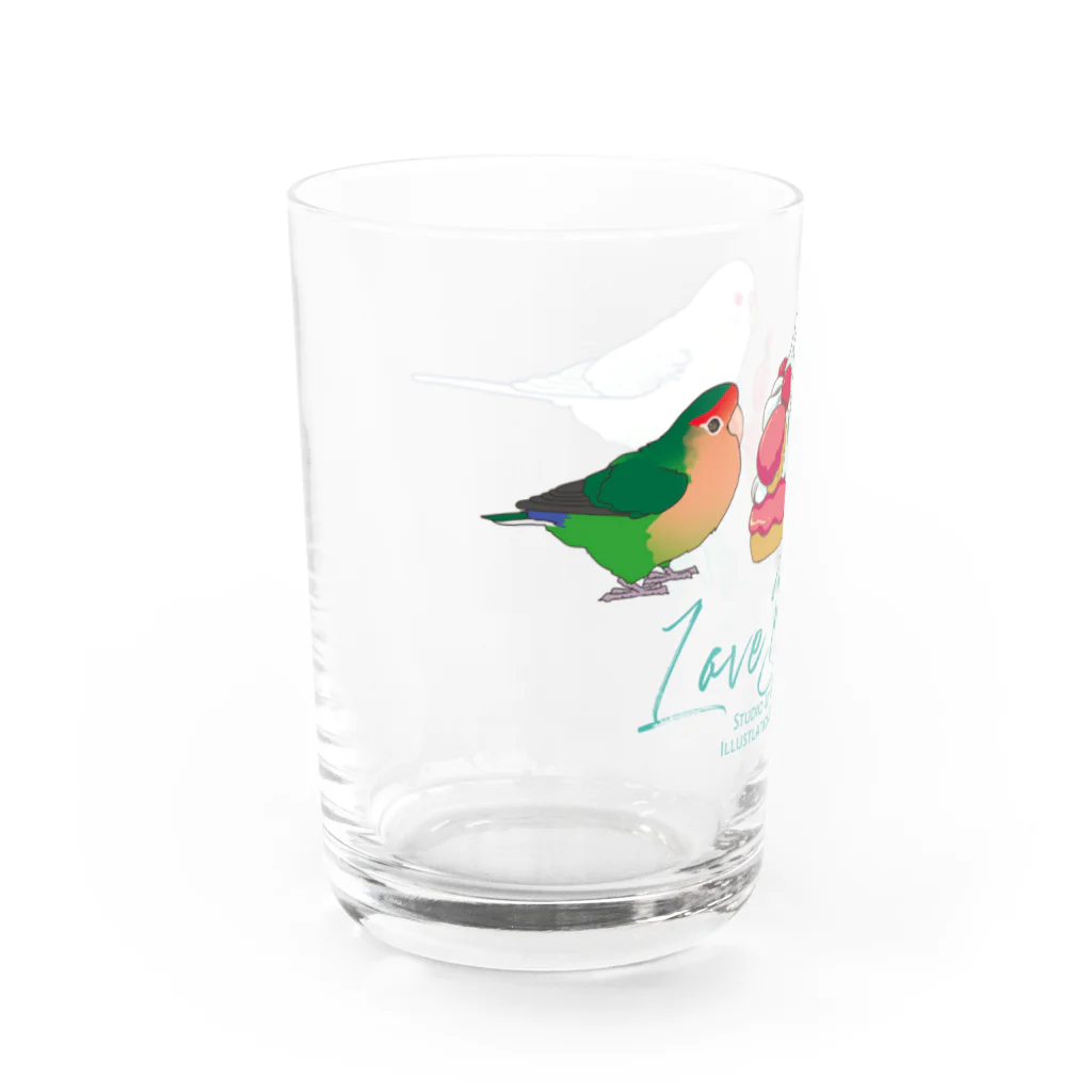 リズさんち🦜👶✨の仲良しインコちゃんず Water Glass :left