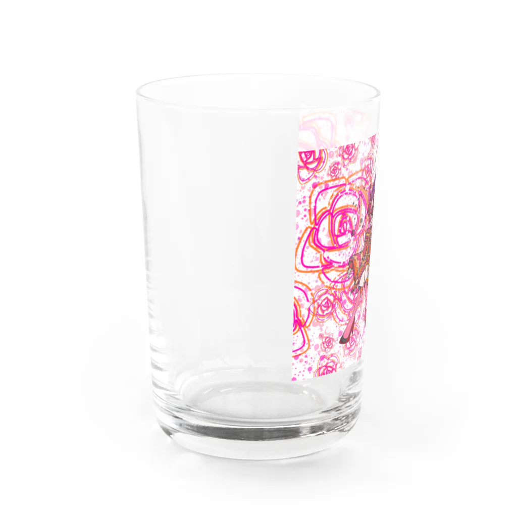 h45m69のYOU＆ME pink Rose2 Water Glass :left