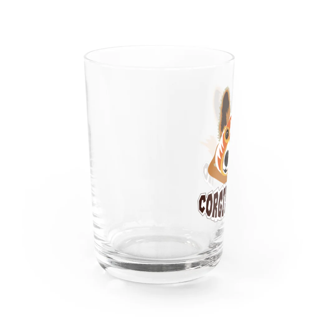 SantaClodaのコーギーズヘッドのコーギーマスクロゴ Water Glass :left