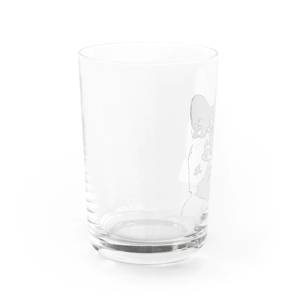 壁かべSHOP・SUZURI店のひょっこり猫さんポップアートライトグレー Water Glass :left