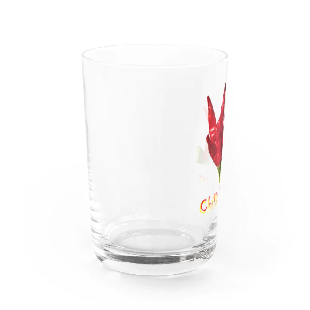 でおきしりぼ子の実験室のとうがらしー文字入り Water Glass :left