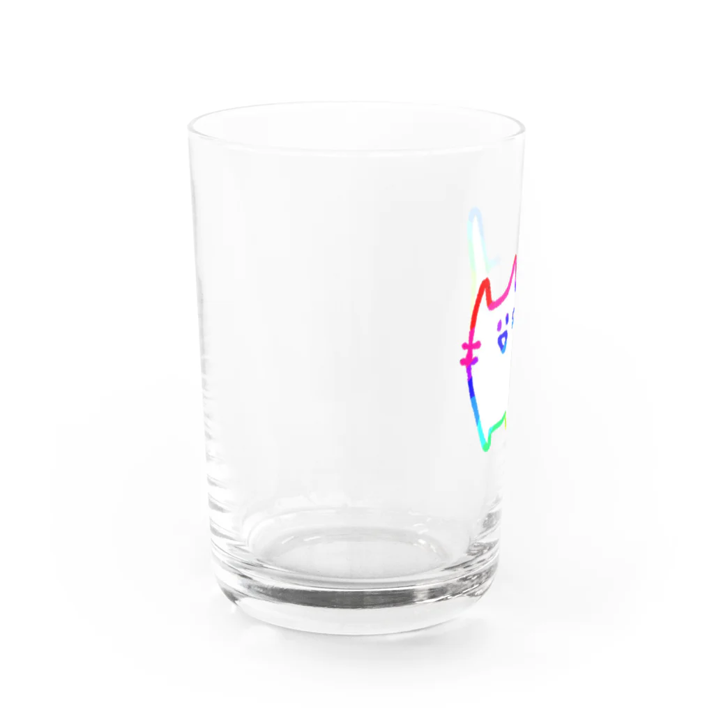 neko_00003のてぬきてがきネコチャン（虹） Water Glass :left