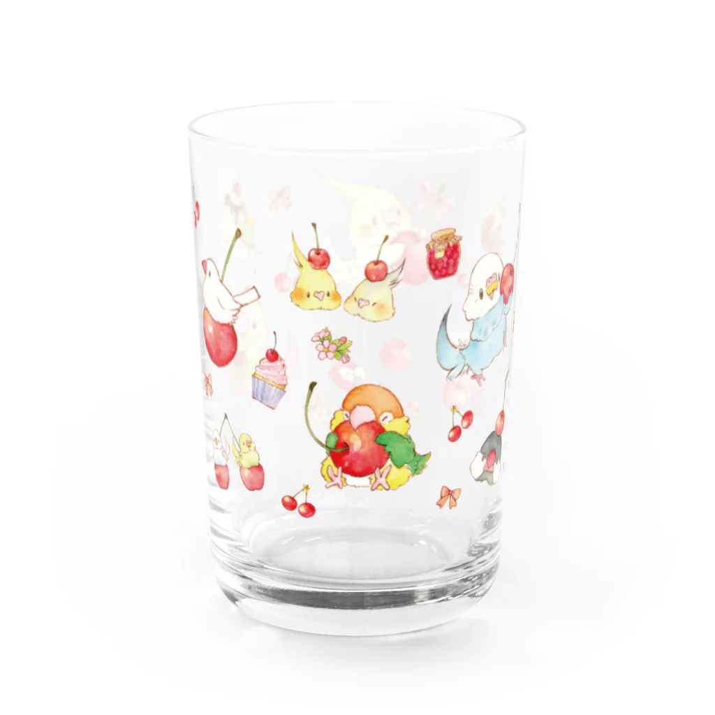 ゆとり屋のことりとサクランボ Water Glass :left