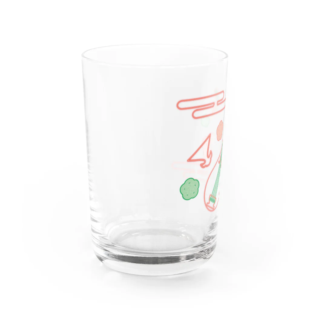 ハッピー卐ランド(ハッピーまんじランド)の琵琶法師 赤緑 ネオン Water Glass :left