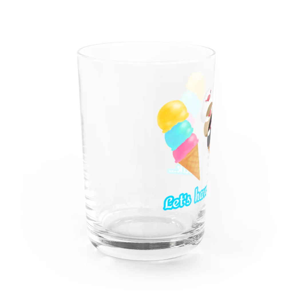 Lily bird（リリーバード）のアイスと文鳥ず ロゴ入り① Water Glass :left