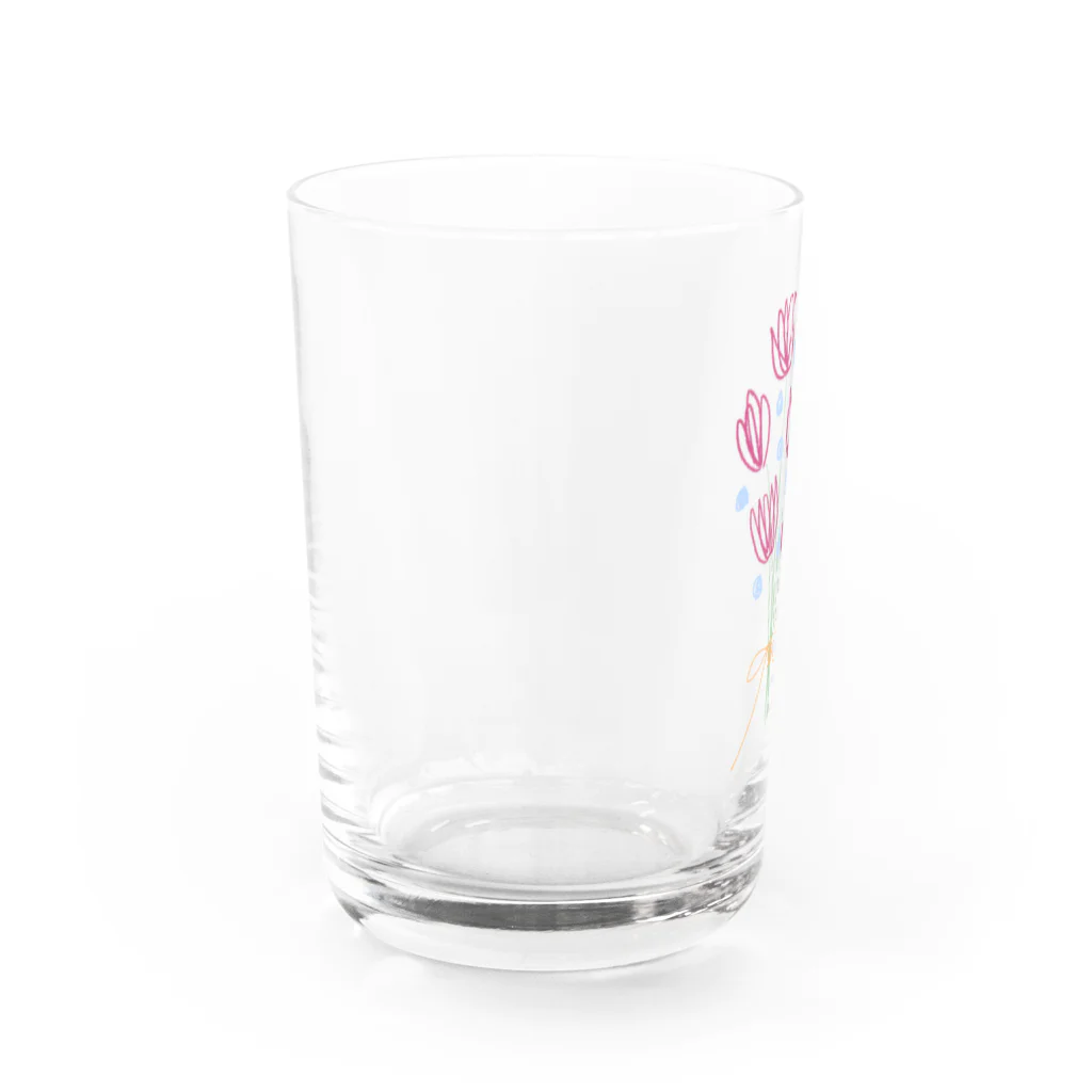 Yon.の濃いピンクの花束 Water Glass :left