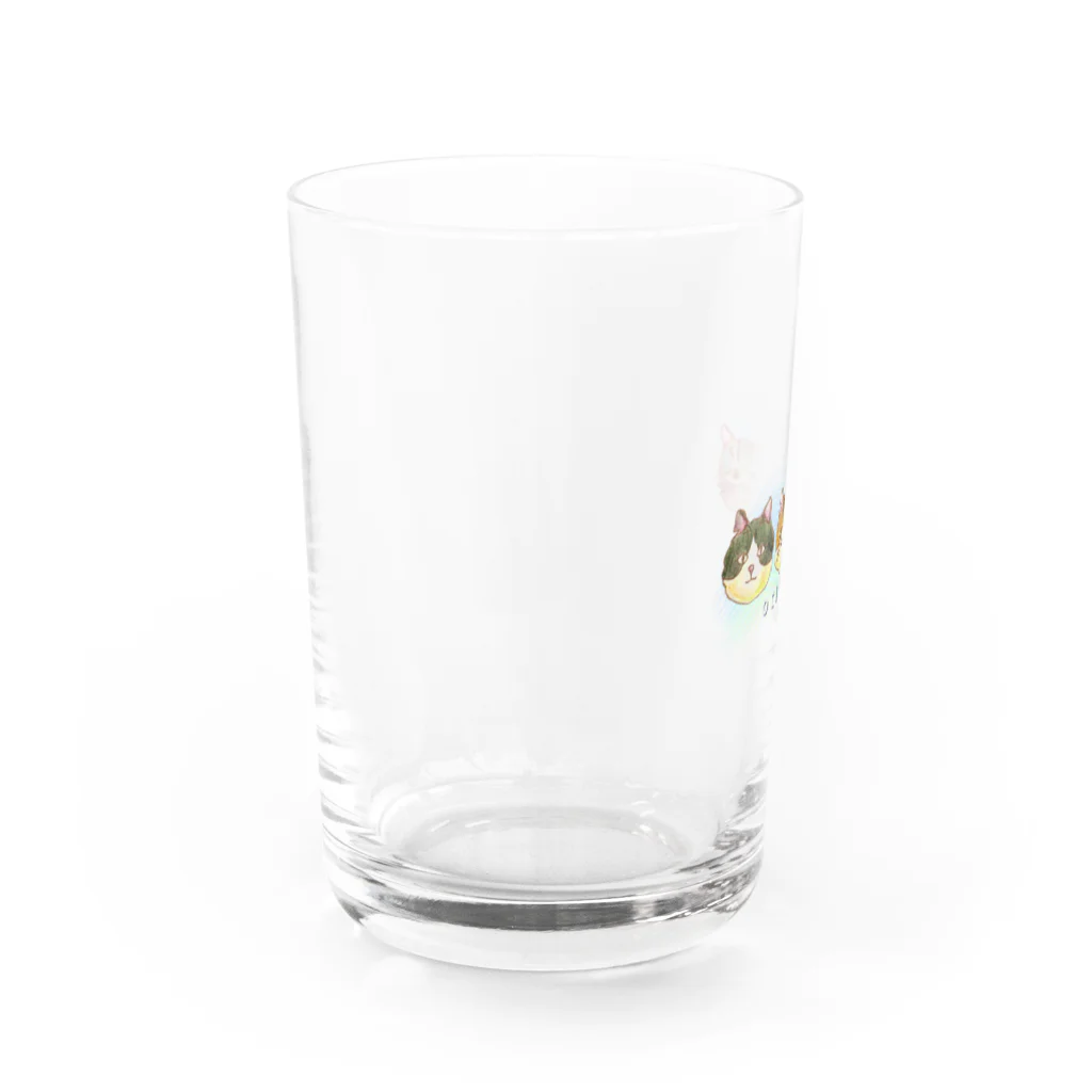 男木島にゃんこグッズの夕陽と猫の家’s Water Glass :left