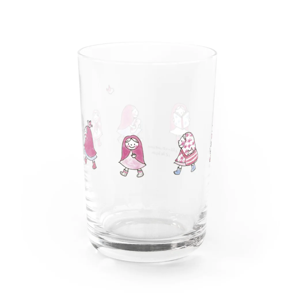 illustration akko shopのお散歩ずきんPink Water Glass :left