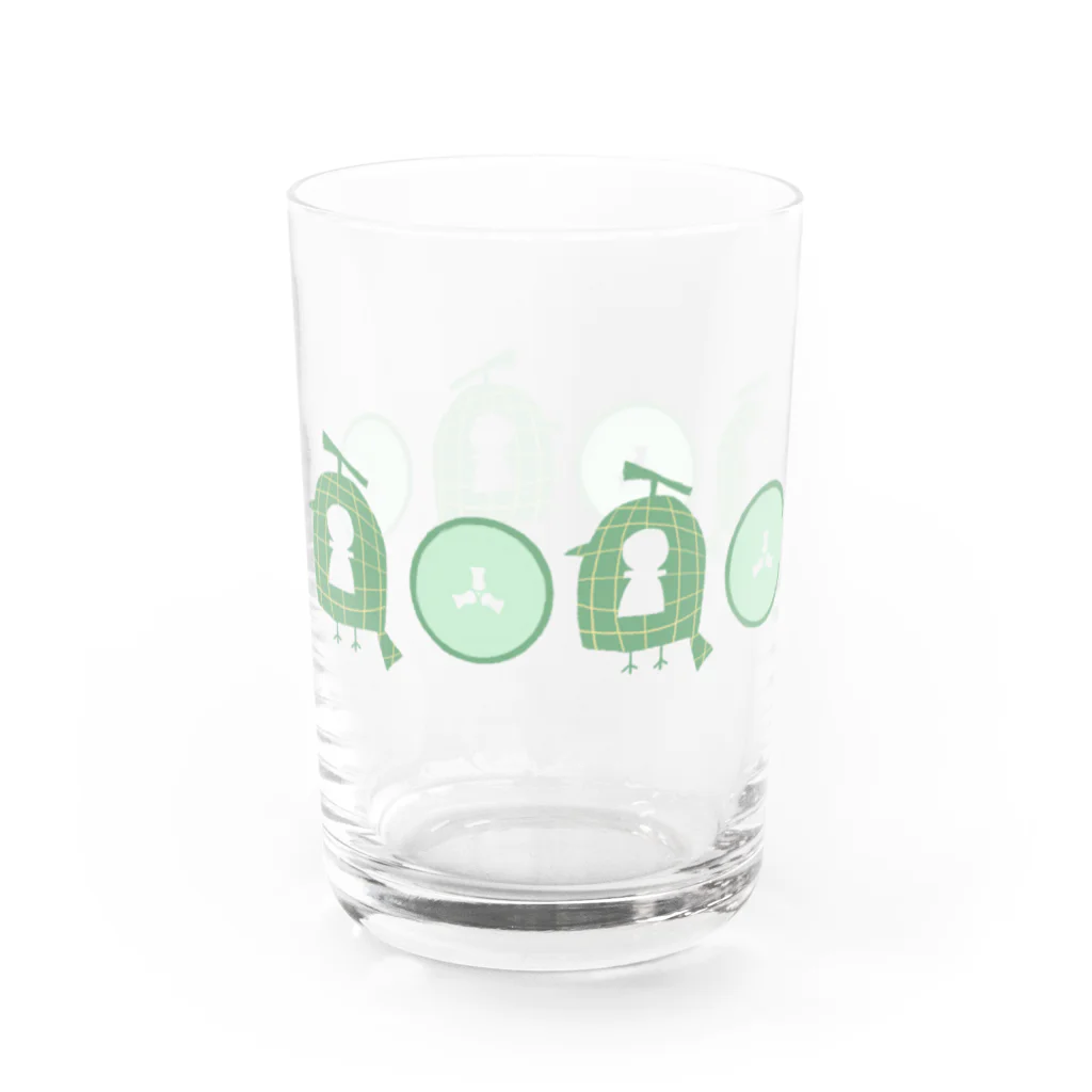 BeArtSuzumaruのメロンなモズコフン Water Glass :left