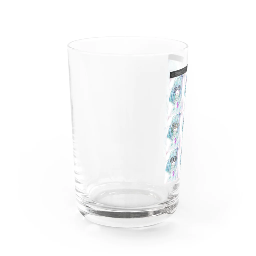 レモンかわいい女子♥️オリジナルショップのレモン手書きかわいいメガネ女子ちゃん♥️ Water Glass :left