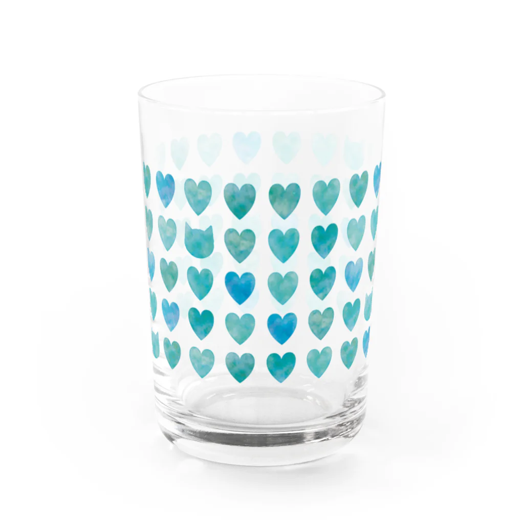 さくらもちゅ*のハートときどき猫　ミントグリーン Water Glass :left