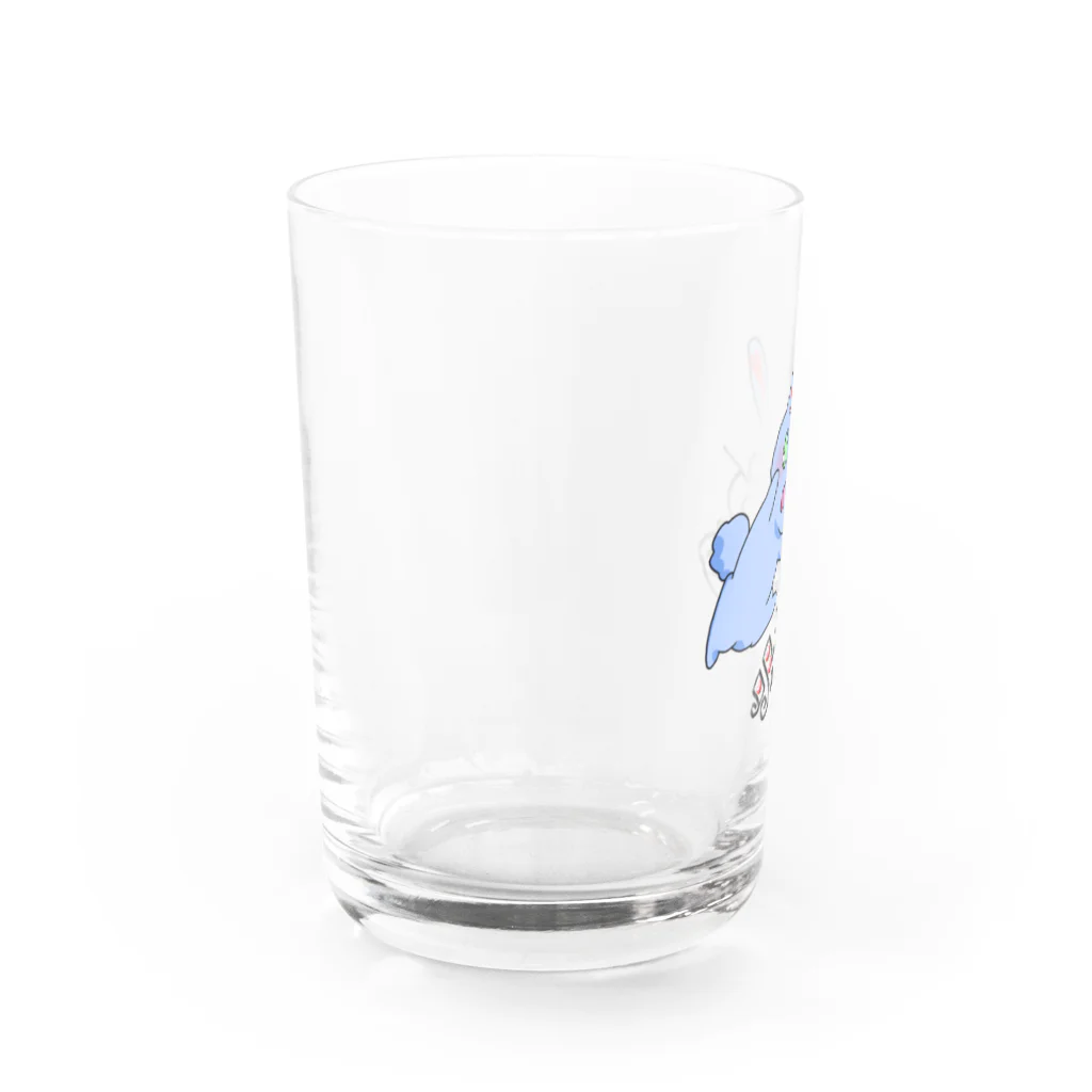 🌷🐇あざにゃの明太子をたべたい青うさぎ Water Glass :left