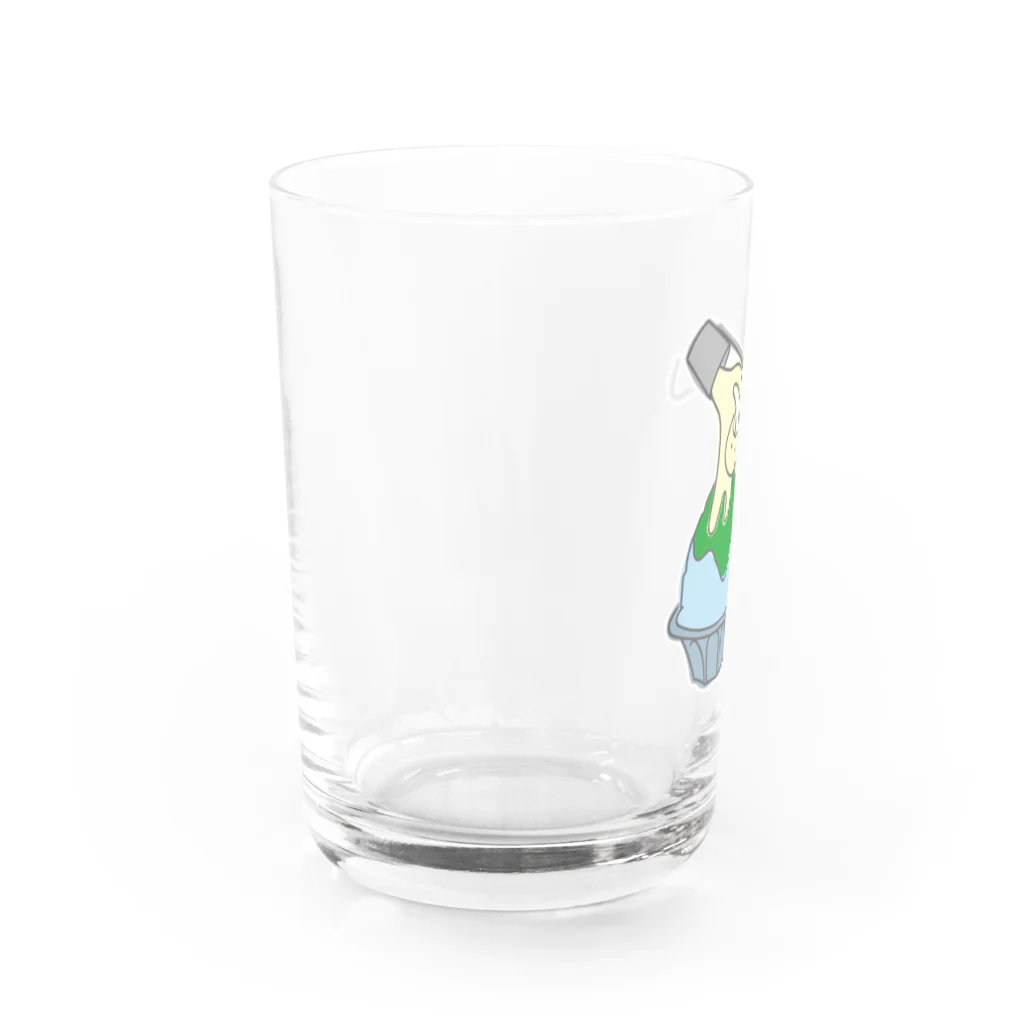 CHOTTOPOINTの練乳ねこかき氷（メロン／抹茶） Water Glass :left