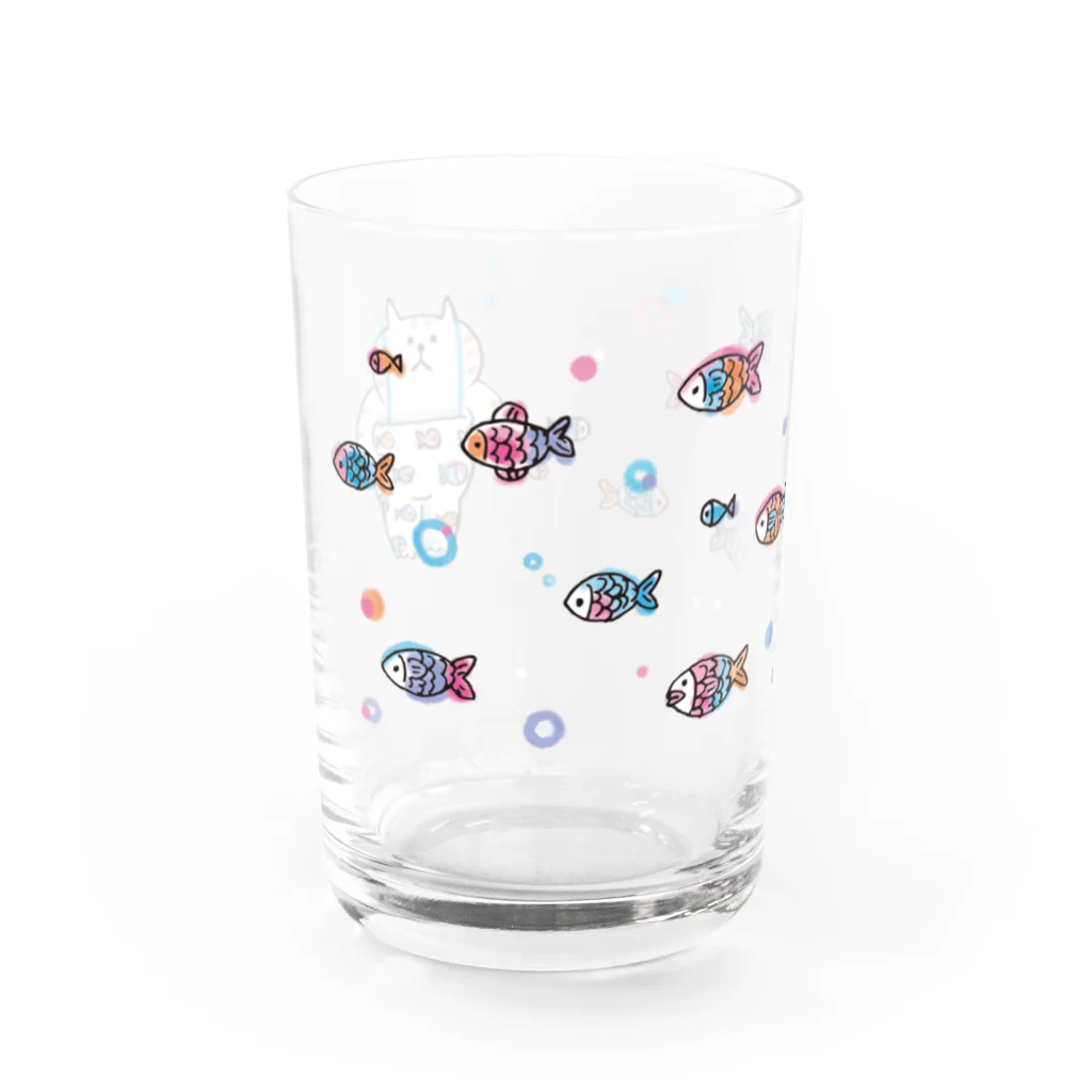 ごろごろにゃんすけのごろごろにゃんすけと魚たち Water Glass :left