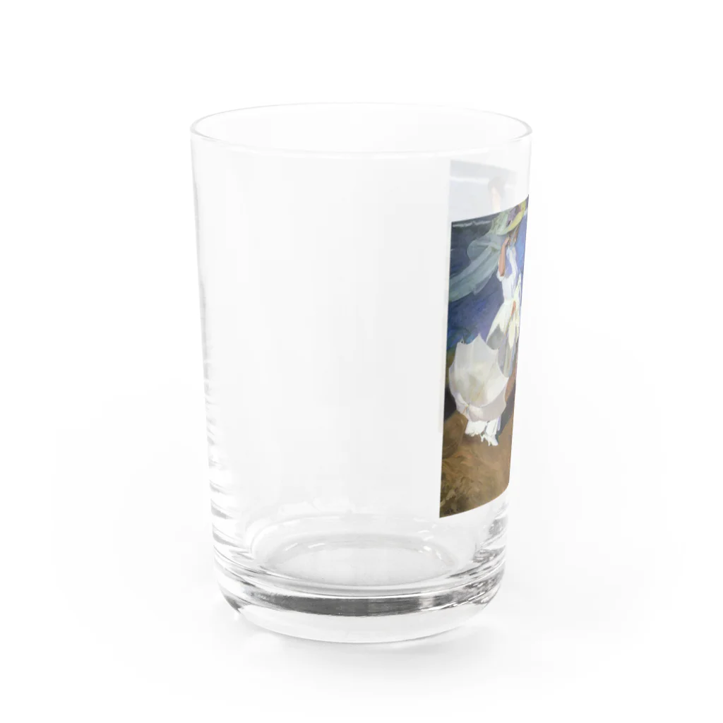 世界の絵画アートグッズのホアキン・ソローリャ《海辺の散歩》 Water Glass :left