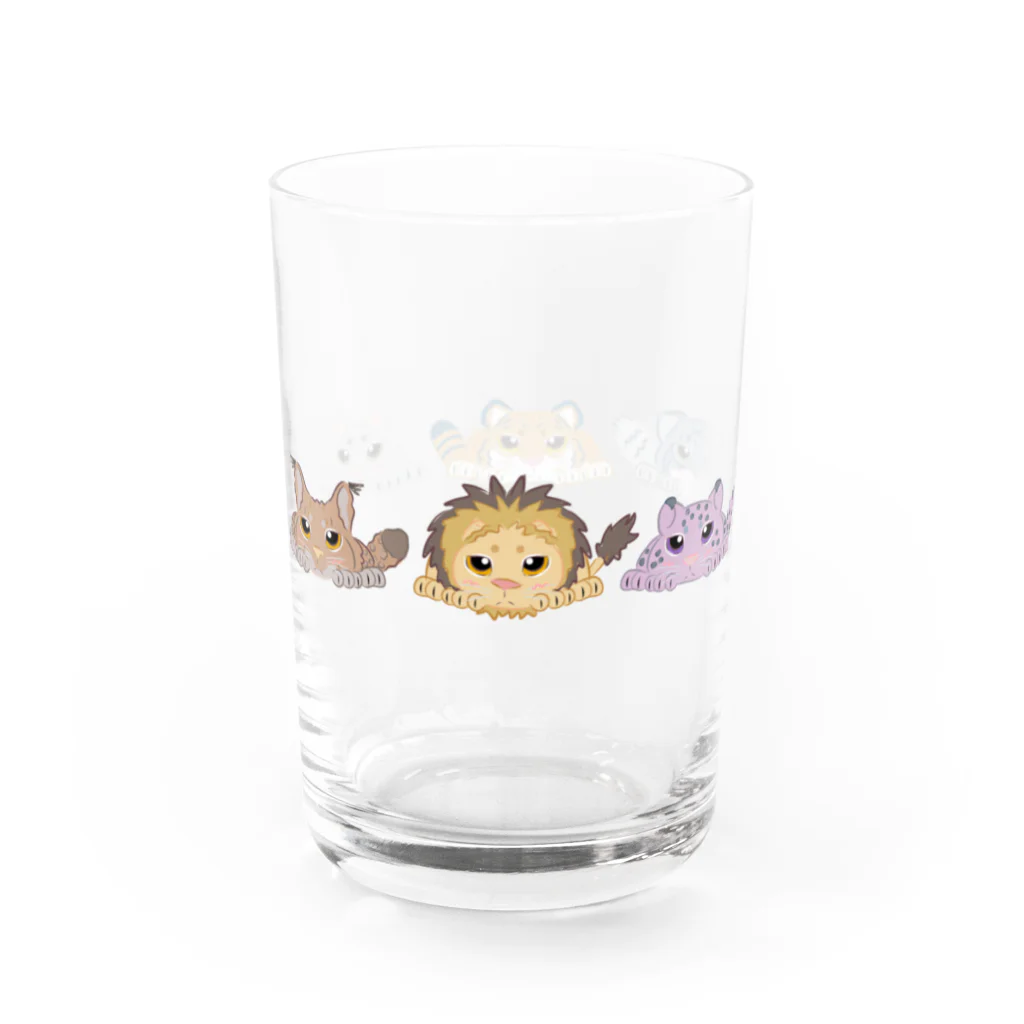 BeArtSuzumaruのぺたんこ猫科横並び Water Glass :left