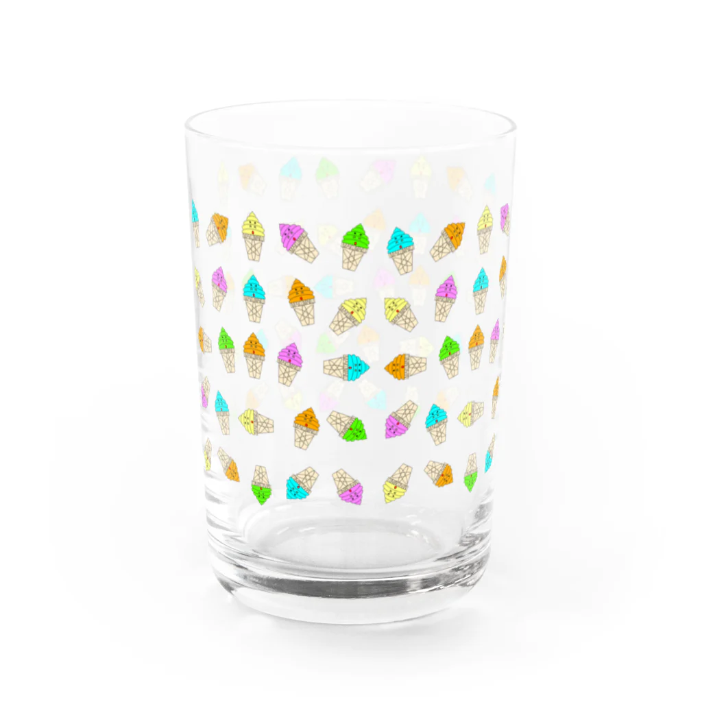 マクマク屋のお絵かきのソフトクリームのSOFUTOくん！！ファミリー Water Glass :left