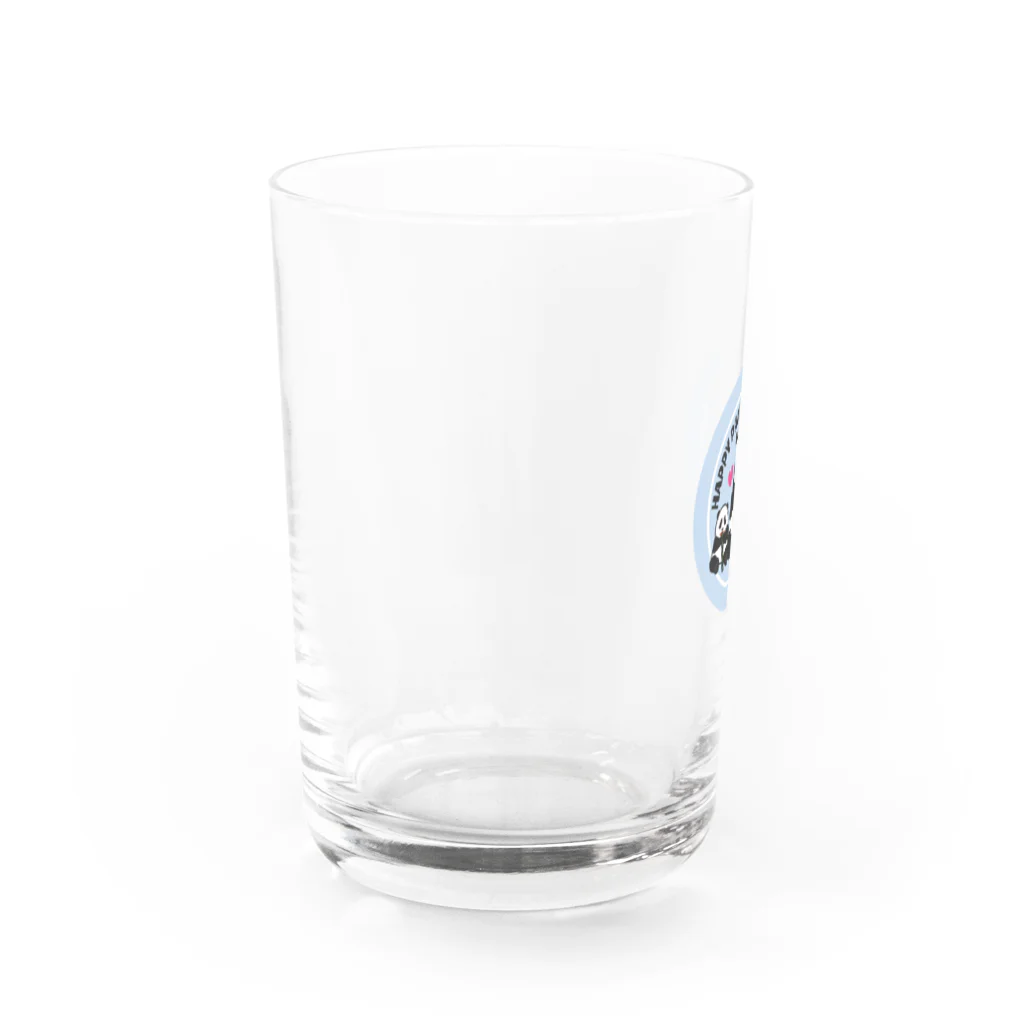 水色プリントのずんぐりむっくり親子パンダ Water Glass :left