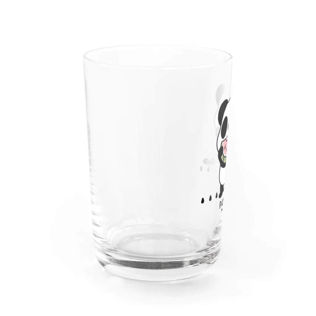 イラスト MONYAAT のスイカを食べるパンダちゃん C Water Glass :left