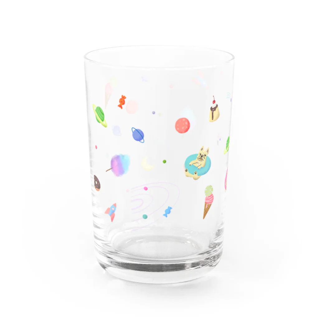 jiroharudogの宇宙をただよう犬と猫 Water Glass :left