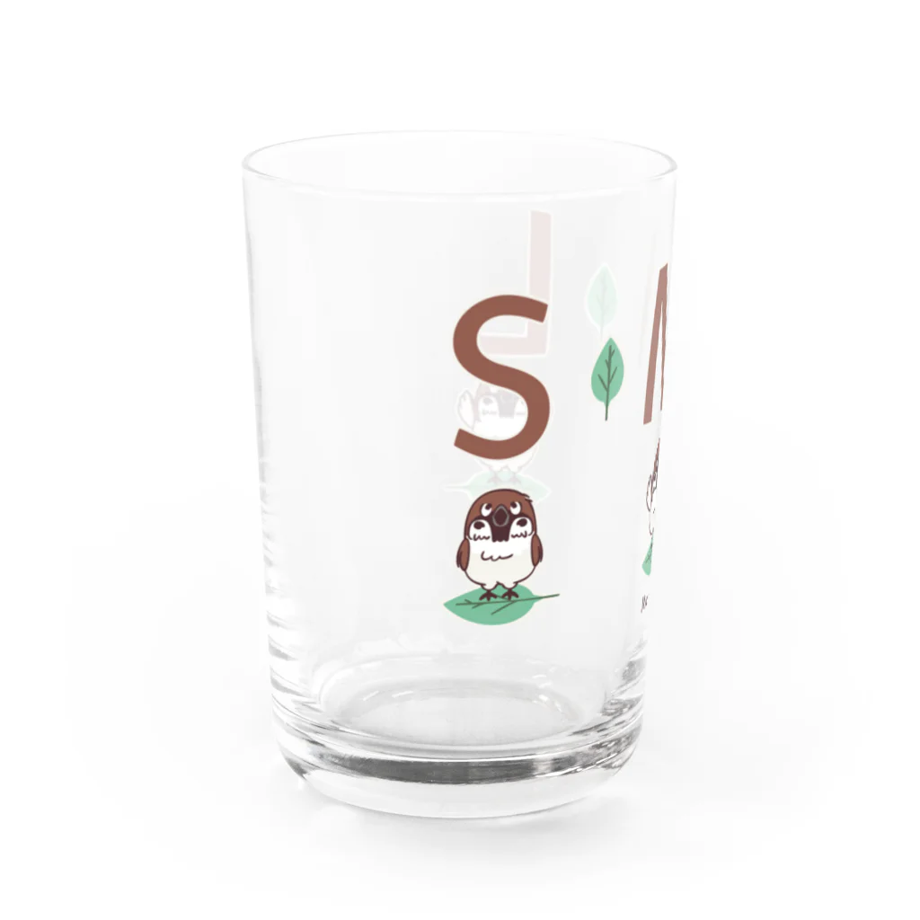 イラスト MONYAAT のスズメがちゅん SMLTシャツ Water Glass :left