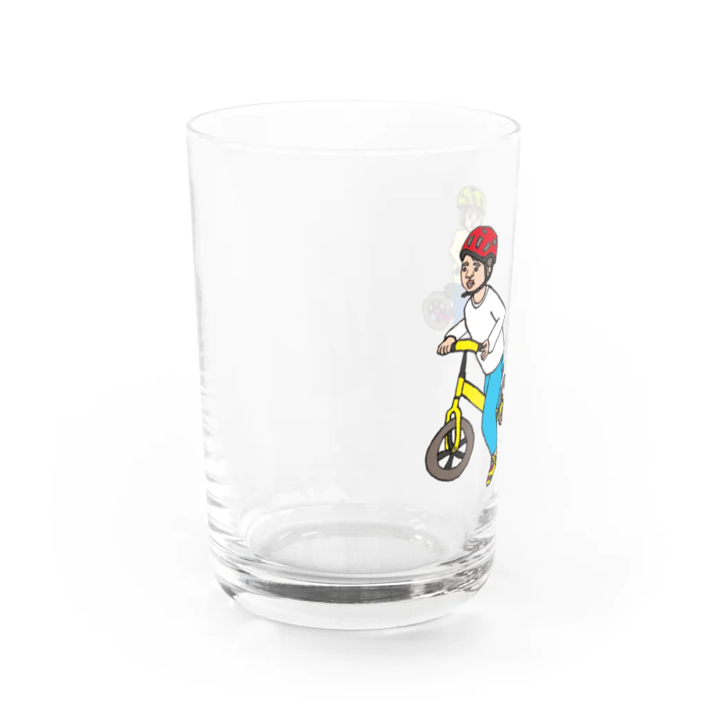 Yukino1118｜イラストレーターの自転車に乗る子供2人 Water Glass :left