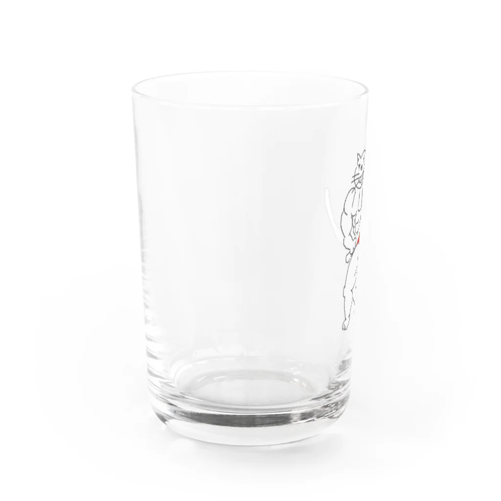 地域猫　那珂川 ねこ ネットワークの猫ニャッチョ💪(KAZU) Water Glass :left