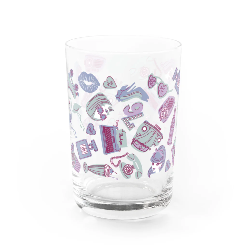 sachiko2004shopのブルーレトロガール Water Glass :left