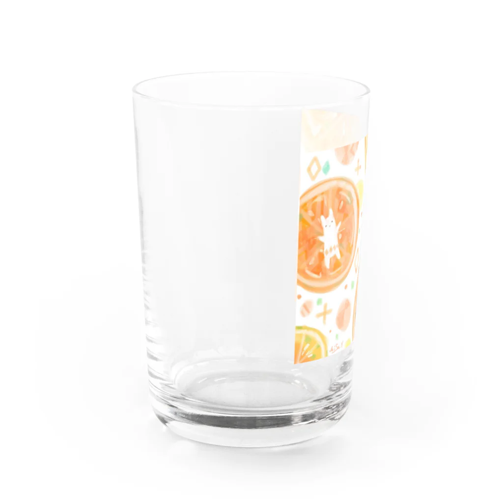 ショップのフレフレ、フレッシュ🍊(白い生き物) グラス左面