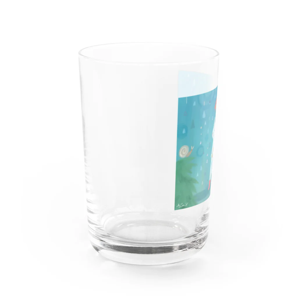 ショップの雨降り_白い生き物 Water Glass :left